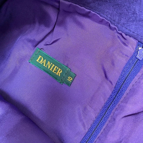 VINTAGE - Royal Purple Danier Leather Suede High Waisted Skirt - Picture 3 of 7